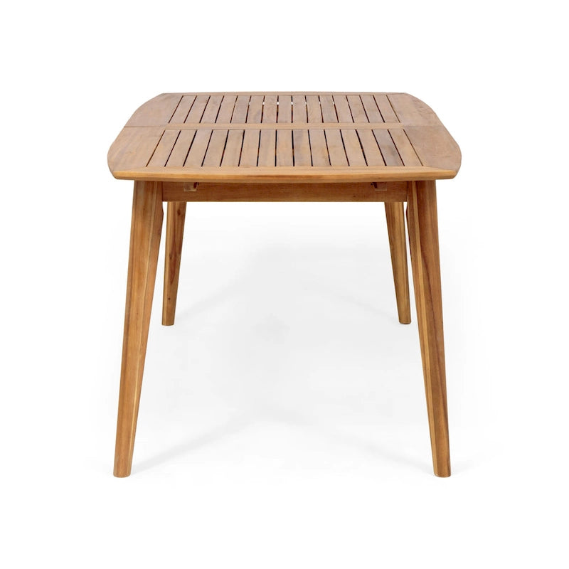 7-Piece Outdoor Extendable Dining Set with Extendable Acacia Wood Table and 6 Stackable Chair