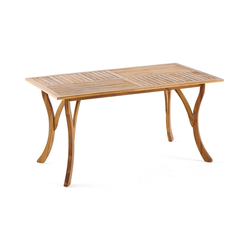 7-Piece Outdoor Acacia Wood Dining Set with Rectangular Table and 6 Cushioned Chair