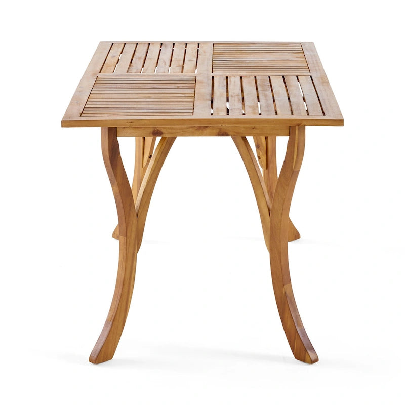7-Piece Outdoor Acacia Wood Dining Set with Rectangular Table and 6 Cushioned Chair