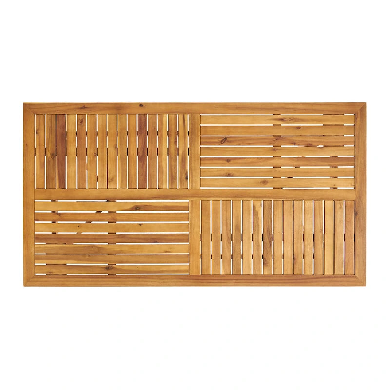 7-Piece Outdoor Acacia Wood Dining Set with Rectangular Table and 6 Cushioned Chair