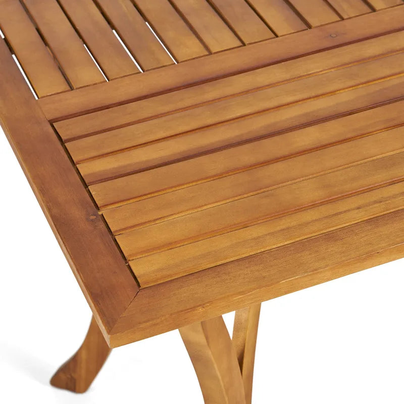 7-Piece Outdoor Acacia Wood Dining Set with Rectangular Table and 6 Cushioned Chair