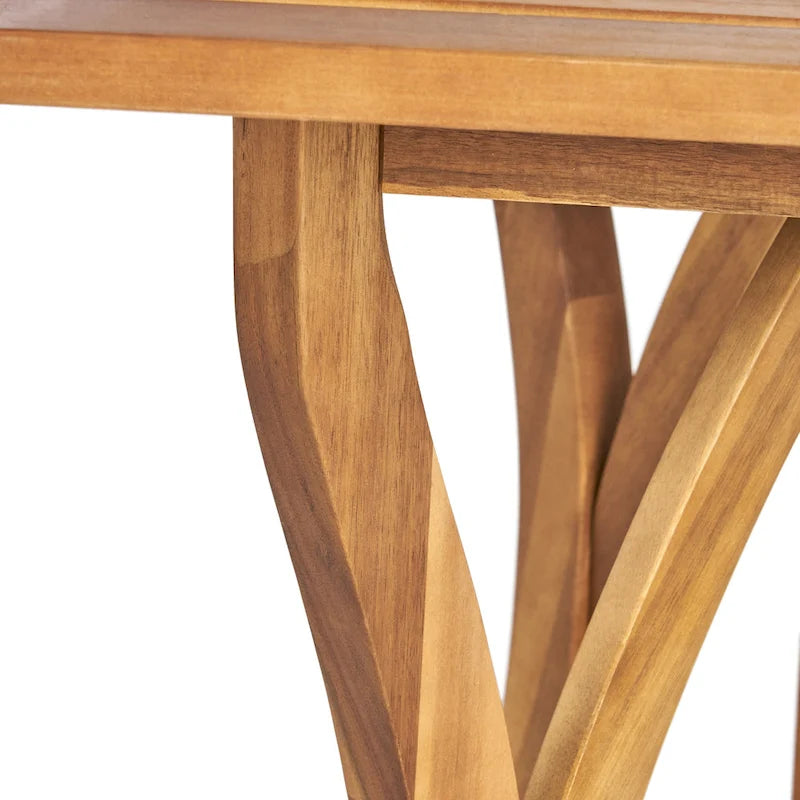 7-Piece Outdoor Acacia Wood Dining Set with Rectangular Table and 6 Cushioned Chair