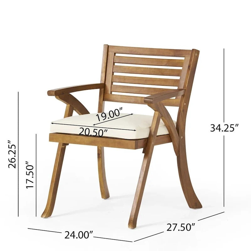 7-Piece Outdoor Acacia Wood Dining Set with Rectangular Table and 6 Cushioned Chair