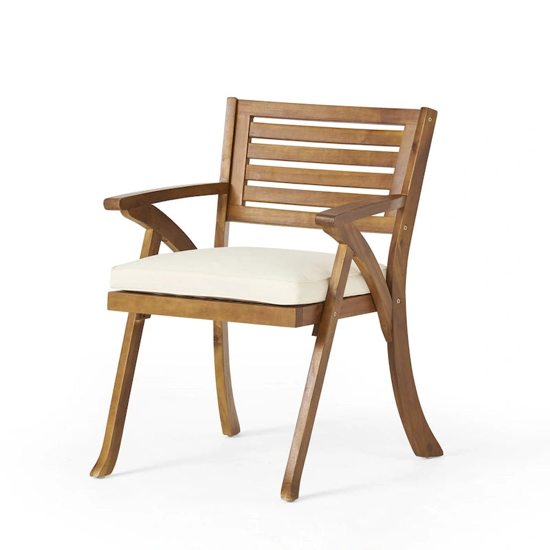 7-Piece Outdoor Acacia Wood Dining Set with Rectangular Table and 6 Cushioned Chair