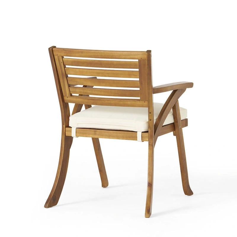 7-Piece Outdoor Acacia Wood Dining Set with Rectangular Table and 6 Cushioned Chair