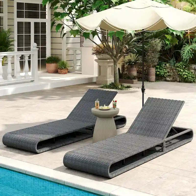 Christopher Knight Home- Angela PE Rattan Outdoor Chaise Lounge Set Of 2