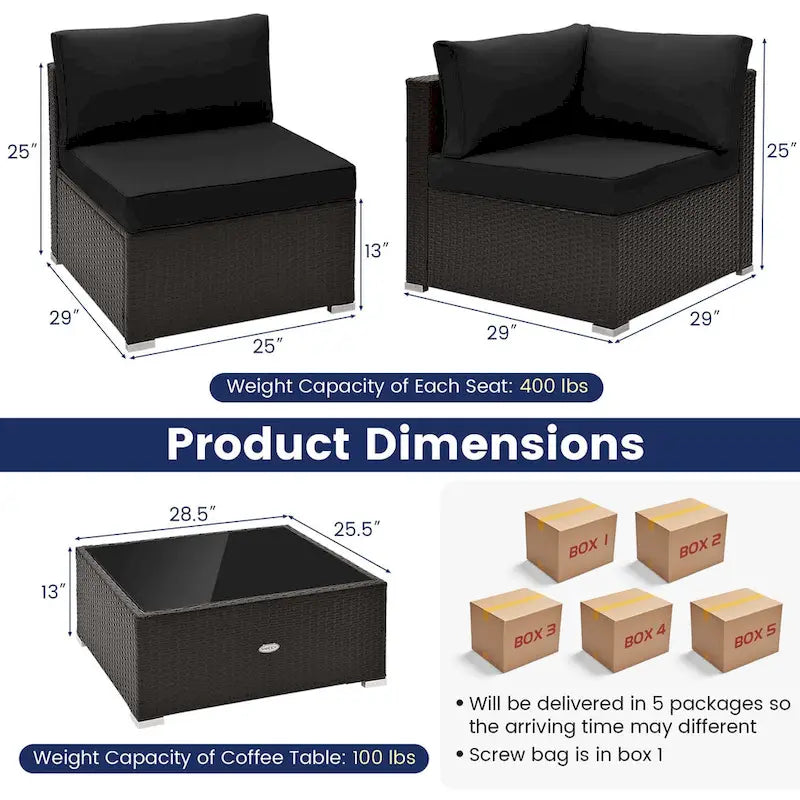 Costway 10 PCS Patio Rattan Furniture Set Outdoor Wicker Sofa Table - See Details