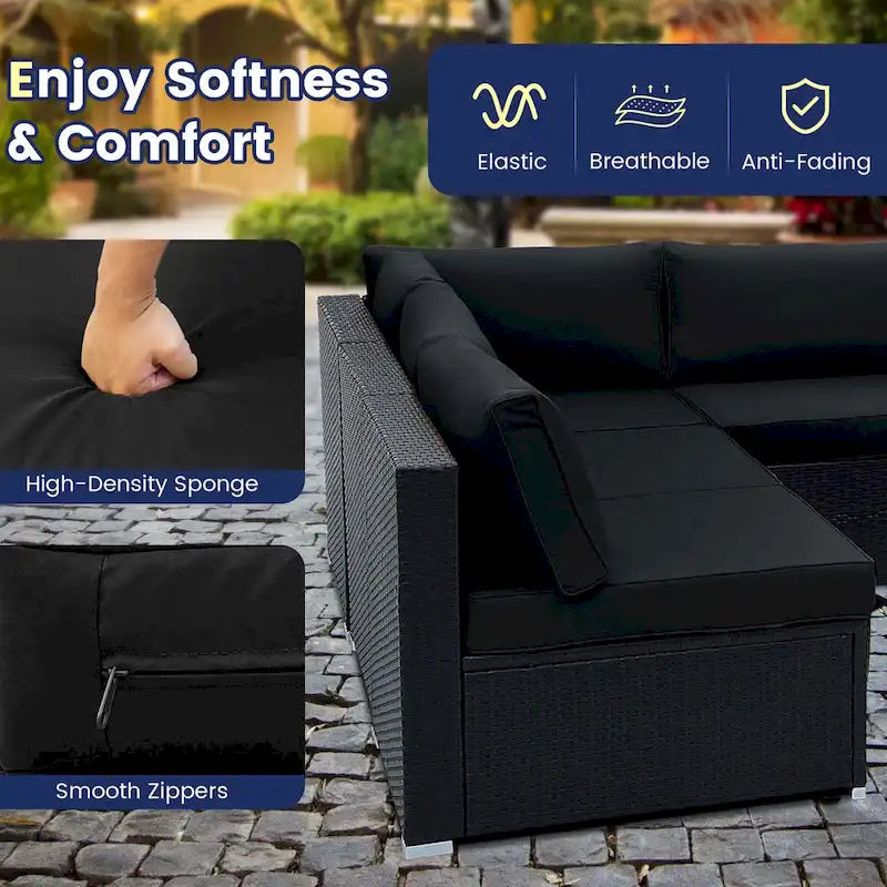 Costway 10 PCS Patio Rattan Furniture Set Outdoor Wicker Sofa Table - See Details