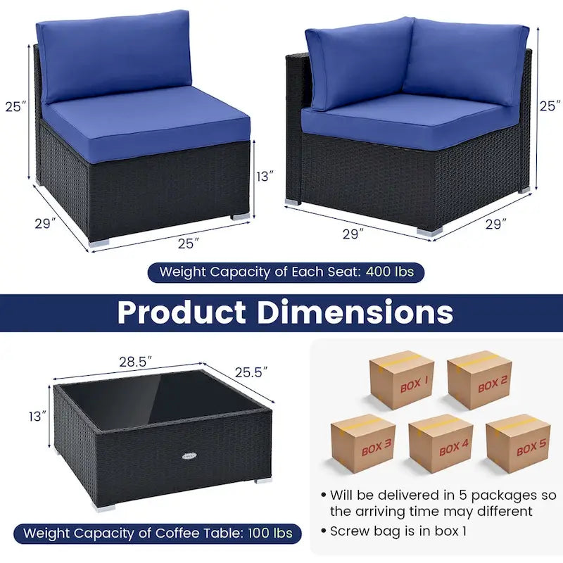Costway 10 PCS Patio Rattan Furniture Set Outdoor Wicker Sofa Table - See Details