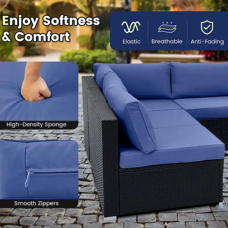 Costway 10 PCS Patio Rattan Furniture Set Outdoor Wicker Sofa Table - See Details