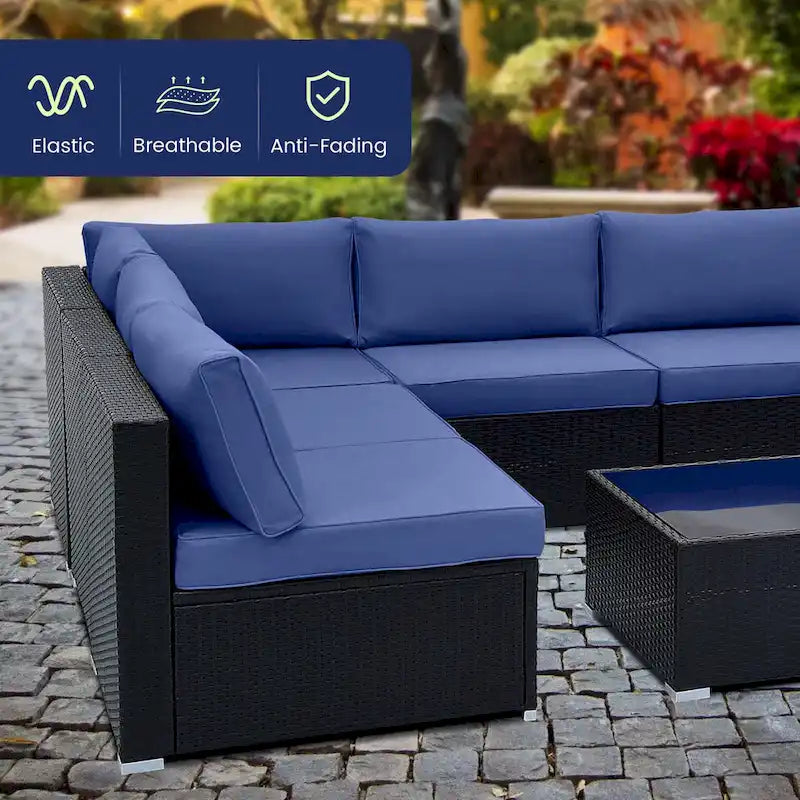 Costway 10 PCS Patio Rattan Furniture Set Outdoor Wicker Sofa Table - See Details