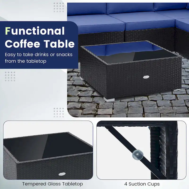 Costway 10 PCS Patio Rattan Furniture Set Outdoor Wicker Sofa Table - See Details