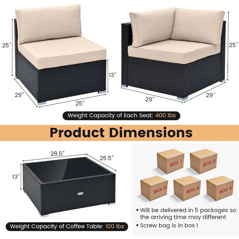 Costway 10 PCS Patio Rattan Furniture Set Outdoor Wicker Sofa Table - See Details