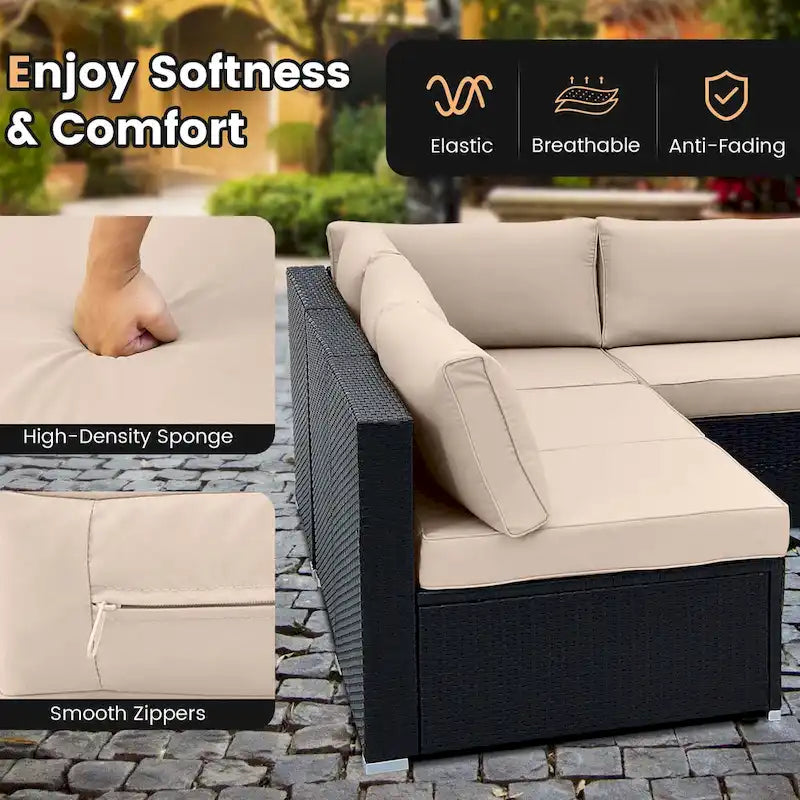 Costway 10 PCS Patio Rattan Furniture Set Outdoor Wicker Sofa Table - See Details
