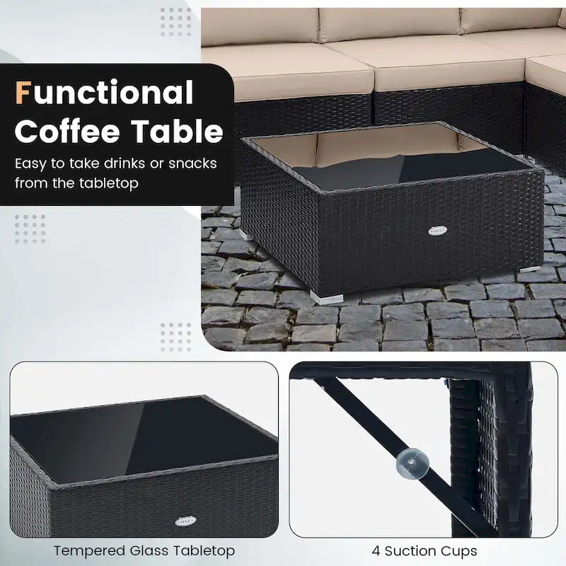 Costway 10 PCS Patio Rattan Furniture Set Outdoor Wicker Sofa Table - See Details