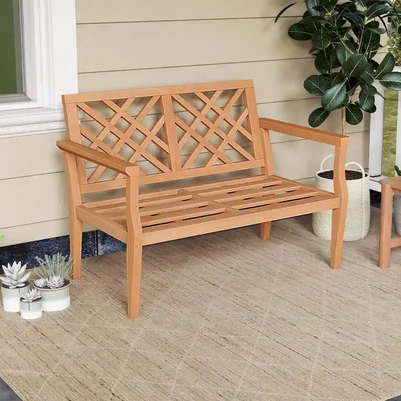 Costway 2-Person Outdoor Garden Bench with Comfy Armrests and Backrest - See Details