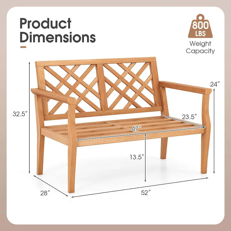 Costway 2-Person Outdoor Garden Bench with Comfy Armrests and Backrest - See Details