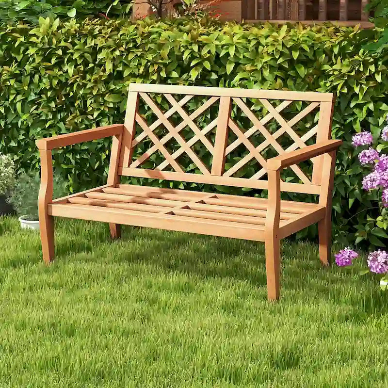 Costway 2-Person Outdoor Garden Bench with Comfy Armrests and Backrest - See Details