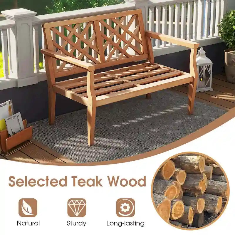 Costway 2-Person Outdoor Garden Bench with Comfy Armrests and Backrest - See Details