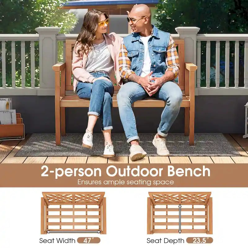 Costway 2-Person Outdoor Garden Bench with Comfy Armrests and Backrest - See Details