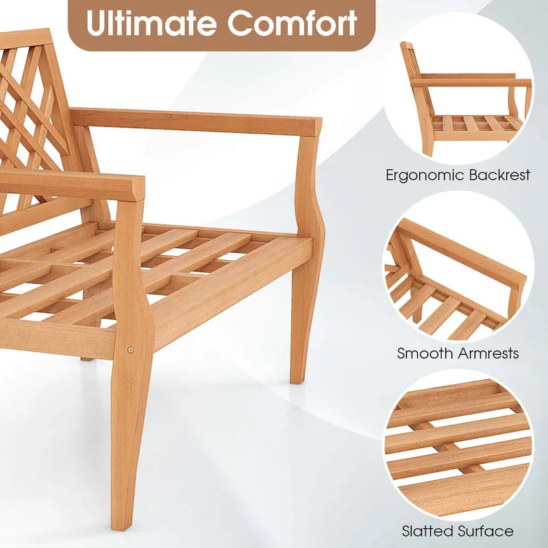 Costway 2-Person Outdoor Garden Bench with Comfy Armrests and Backrest - See Details