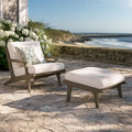 Saratoga Outdoor Patio Teak Wood Chair and Ottoman Set