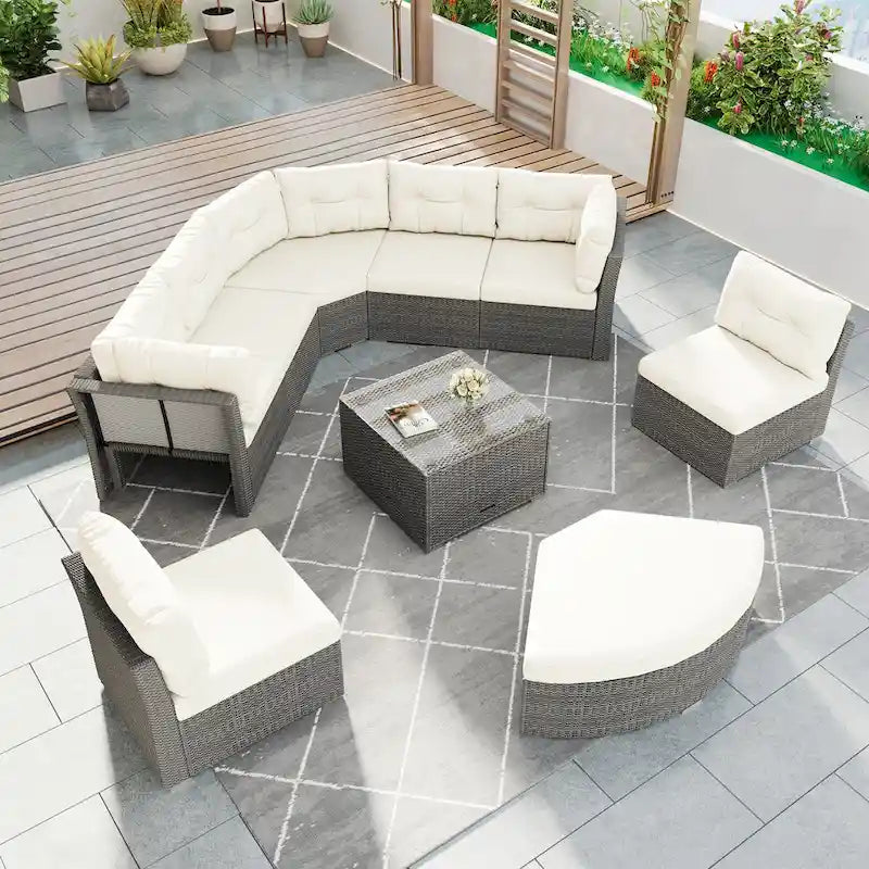 Patio Furniture Set Outdoor Furniture Daybed Rattan Sectional Furniture Set Patio Seating Group With Cushions and Center Table
