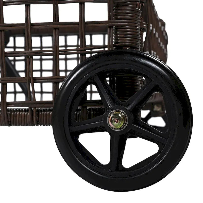 5-Position Rattan Patio Lounge Chair with Wheels, Cushion for Backyard