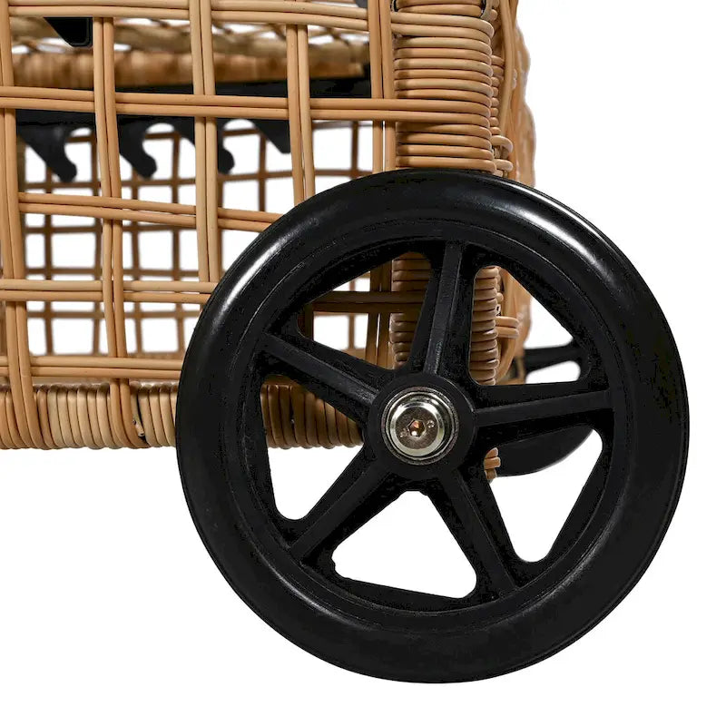 5-Position Rattan Patio Lounge Chair with Wheels, Cushion for Backyard