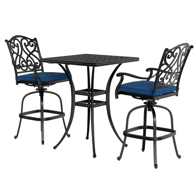 2 - Person Square Outdoor Dining Set with Cushions