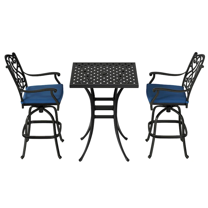 2 - Person Square Outdoor Dining Set with Cushions