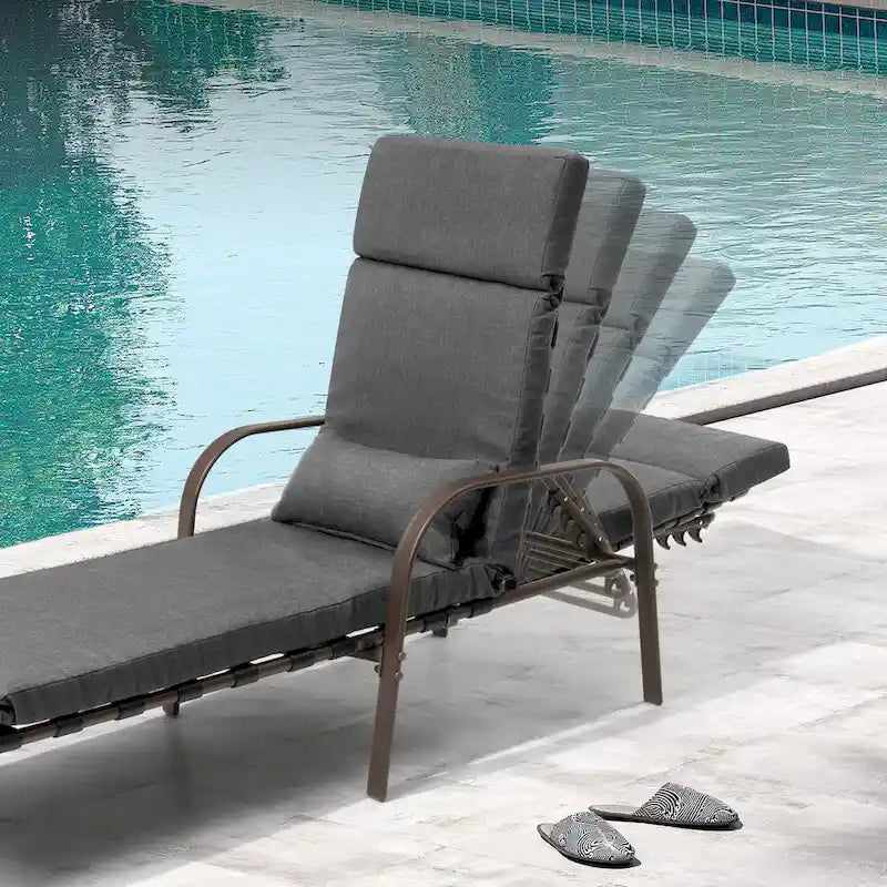 Outdoor Adjustable Patio Chaise Lounge Chair with Side Table Cushion