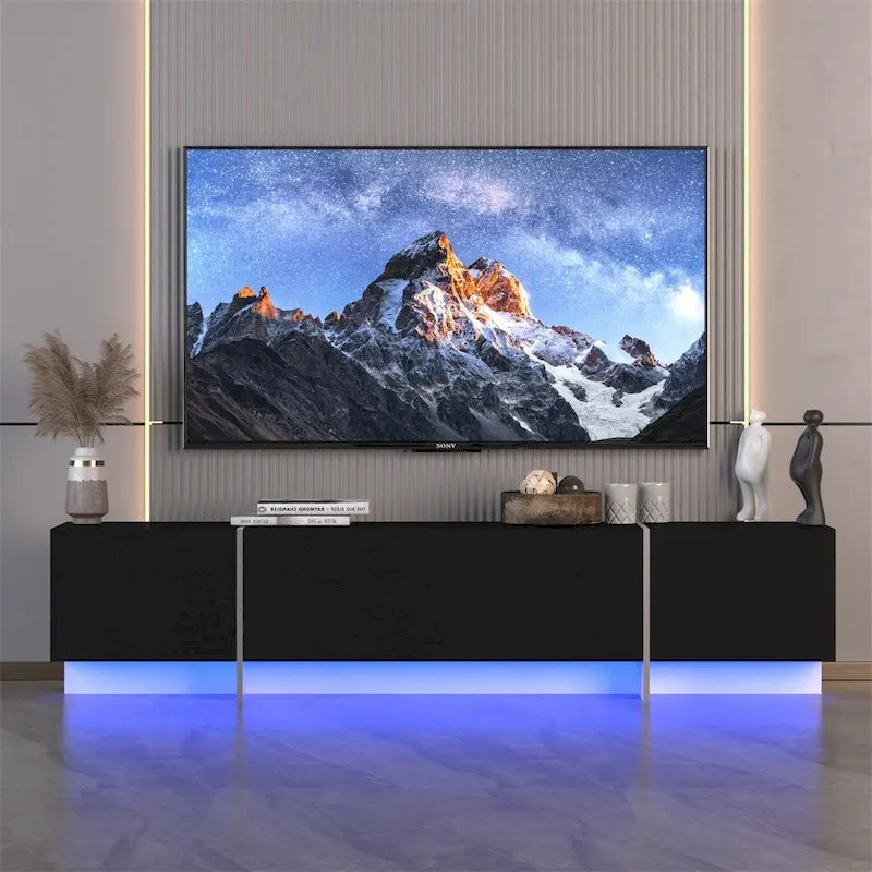 TV Console w/Storage Cabinets,Remote Control,APP Control LED TV Stand