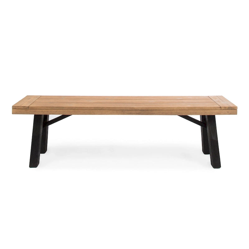 Wren Outdoor Bench Set of 2, Slat Panel, 63 Inch Brown Acacia Wood