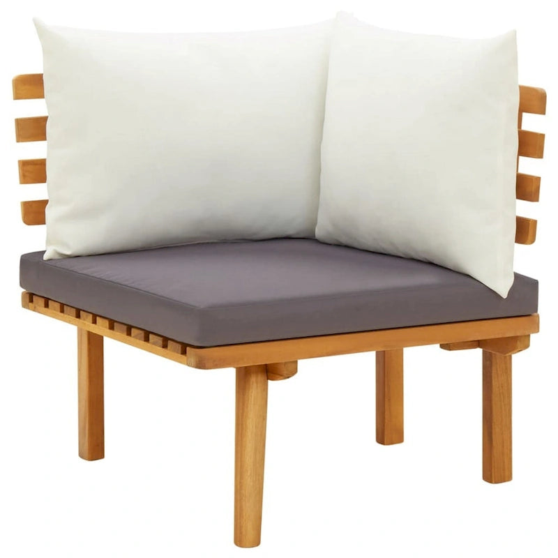 Roma 4pc Modular Outdoor Sofa and Coffee Table Set, Solid Wood, Gray