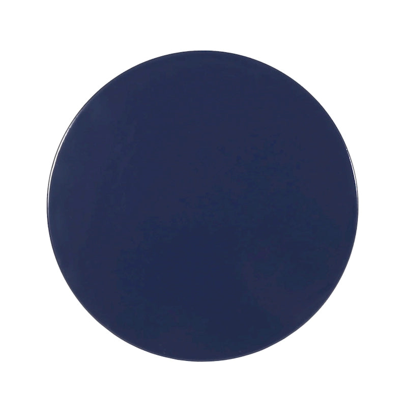Kemo Outdoor End Table Set of 2, Round Top, Cutout Design, Navy Blue