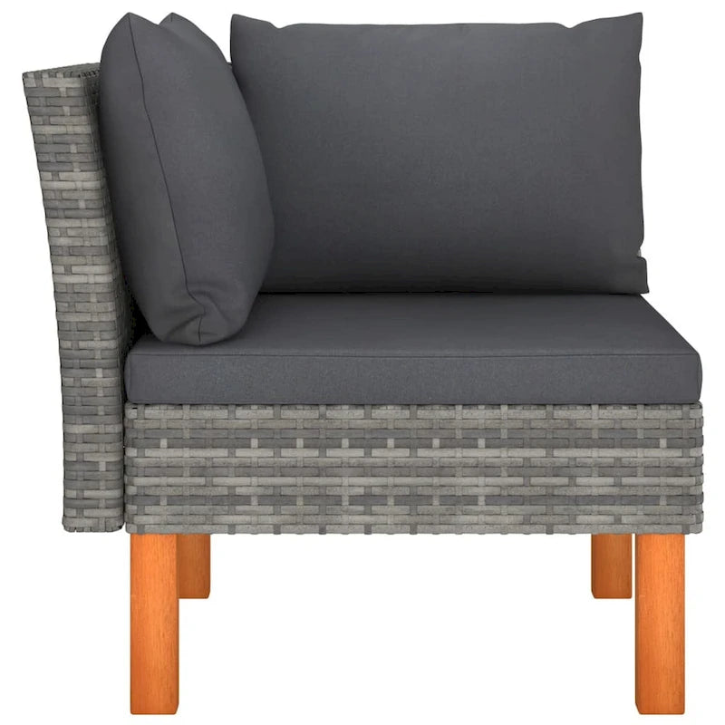 Casey 2pc Modular Outdoor Corner Loveseat, Gray Rattan Fabric Cushions