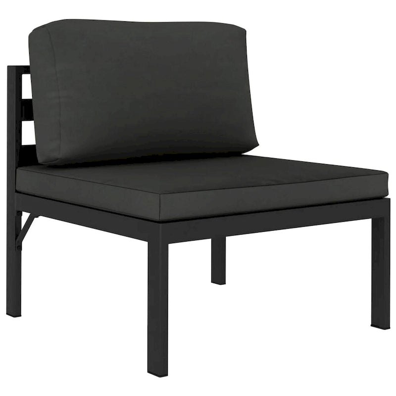 Shina 3pc Outdoor Modular Sofa Set, Black Metal, Dark Gray Cushions