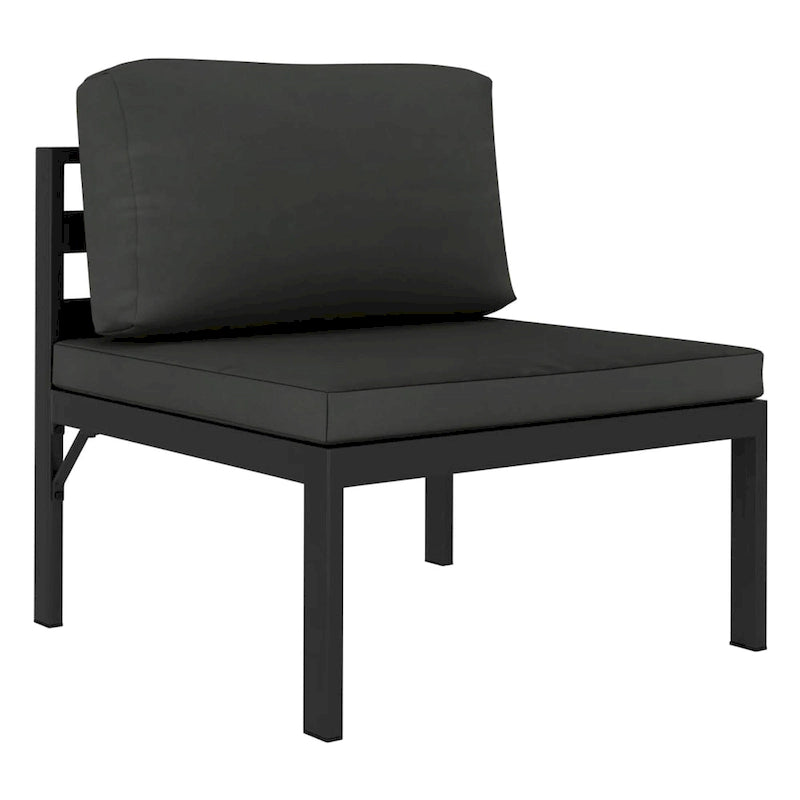 Shina 3pc Outdoor Modular Sofa Set, Black Metal, Dark Gray Cushions