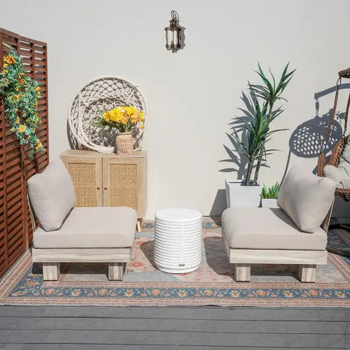 3-piece Outdoor Aluminum Sofa Set with Sponge-filled Cushion and Coffee Table