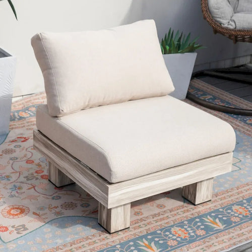 3-piece Outdoor Aluminum Sofa Set with Sponge-filled Cushion and Coffee Table