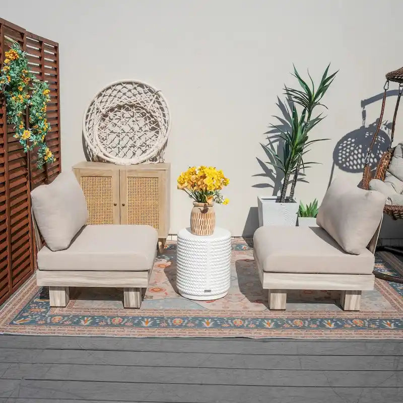 3-piece Outdoor Aluminum Sofa Set with Sponge-filled Cushion and Coffee Table