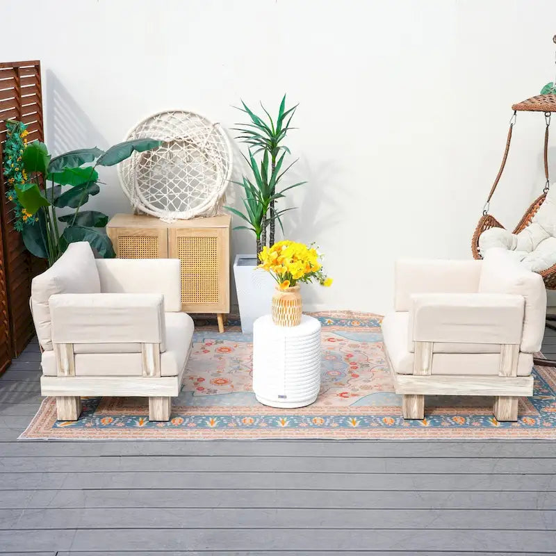 3-piece Outdoor Aluminum Sofa Set with Sponge-filled Cushion and Coffee Table