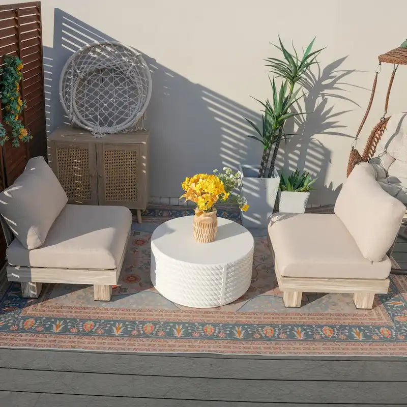 3-piece Outdoor Aluminum Sofa Set with Sponge-filled Cushion and Coffee Table