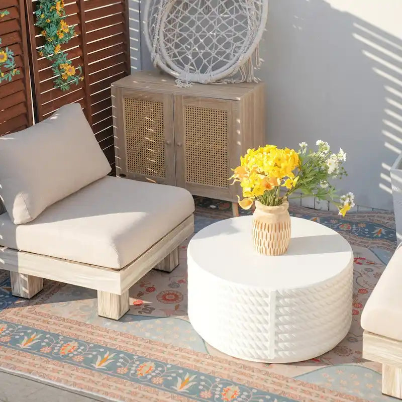 3-piece Outdoor Aluminum Sofa Set with Sponge-filled Cushion and Coffee Table