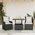 vidaXL Bistro Set Black PE Rattan Small Adjustable Armrests Bistro Set - 31.5 x 31.5 x 28.0