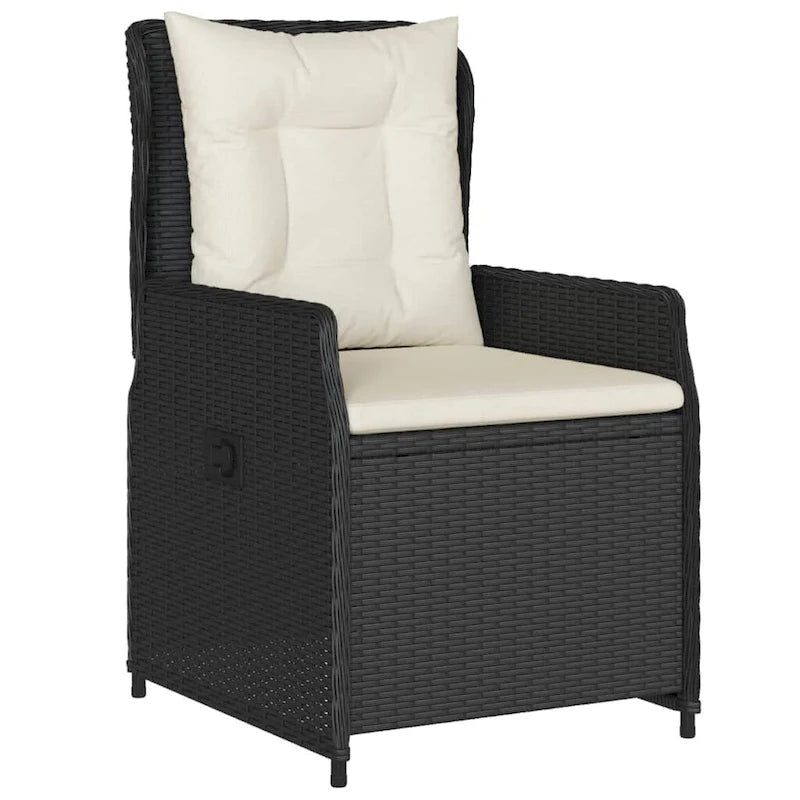 vidaXL Bistro Set Black PE Rattan Small Adjustable Armrests Bistro Set - 31.5 x 31.5 x 28.0