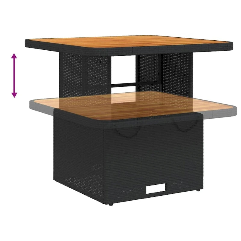 vidaXL Bistro Set Black PE Rattan Small Adjustable Armrests Bistro Set - 31.5 x 31.5 x 28.0