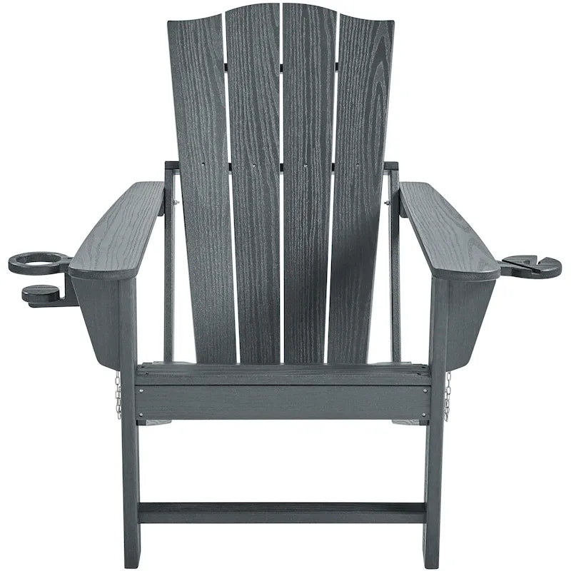 Yaheetech HDPE Adirondack Chair Outdoor Patio Folding Fire Pit Chair w/ Cup Holder