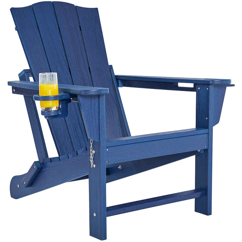 Yaheetech HDPE Adirondack Chair Outdoor Patio Folding Fire Pit Chair w/ Cup Holder